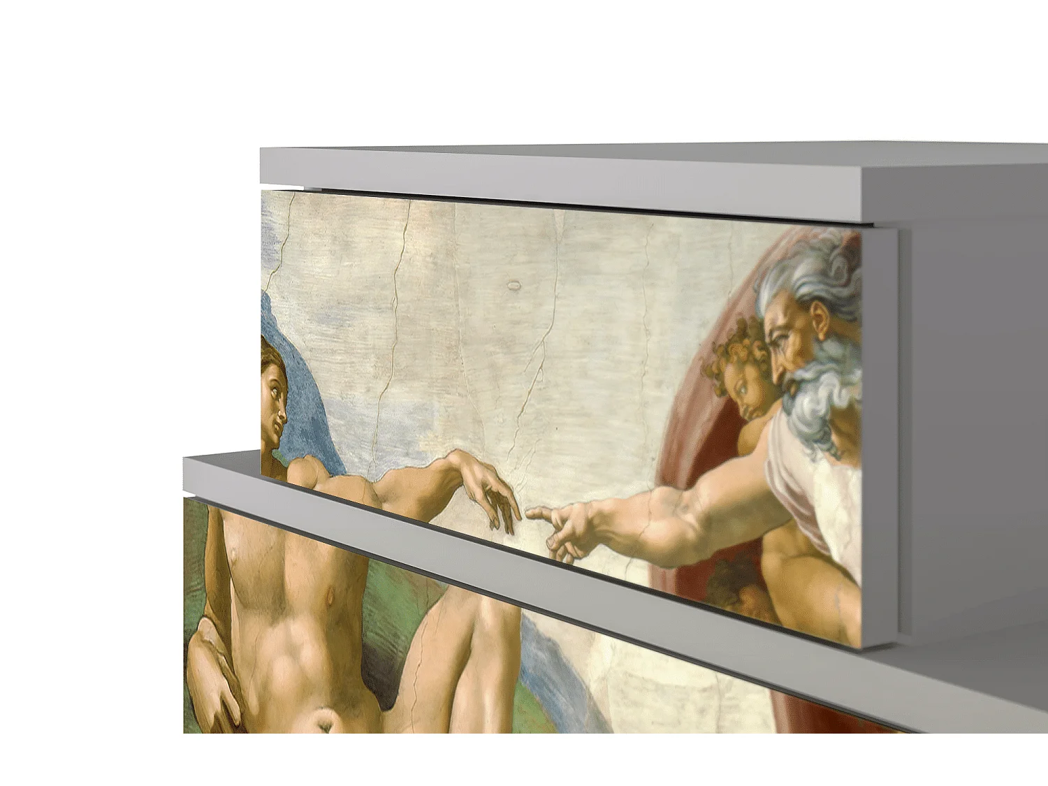 Stolik nocny - 58х58х41 cm - NS1 - The Creation of Adam, Szary