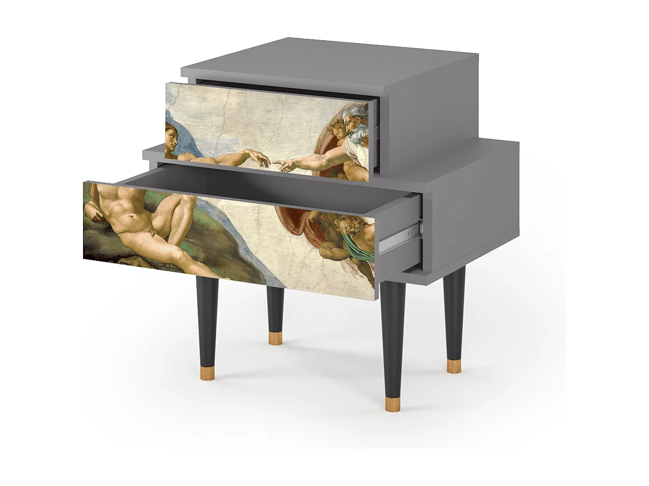 Stolik nocny - 58х58х41 cm - NS1 - The Creation of Adam, Szary