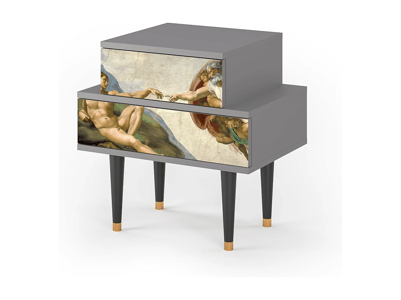 Table de nuit - 58х58х41 cm - NS1 - The Creation of Adam, Gris