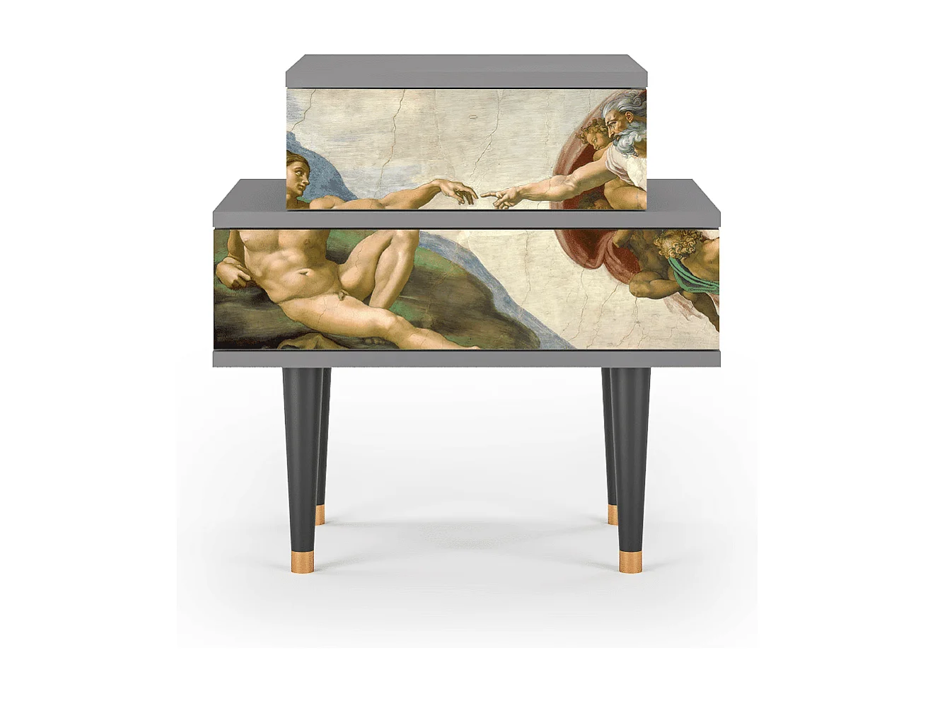 Stolik nocny - 58х58х41 cm - NS1 - The Creation of Adam, Szary