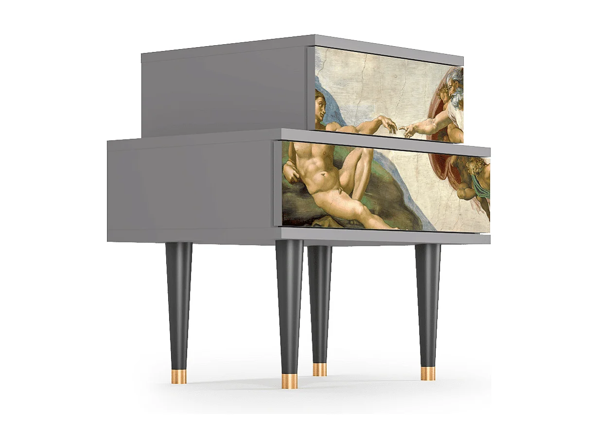 Stolik nocny - 58х58х41 cm - NS1 - The Creation of Adam, Szary