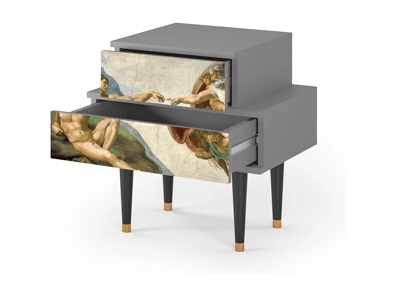 Stolik nocny - 58х58х41 cm - NS1 - The Creation of Adam, Szary