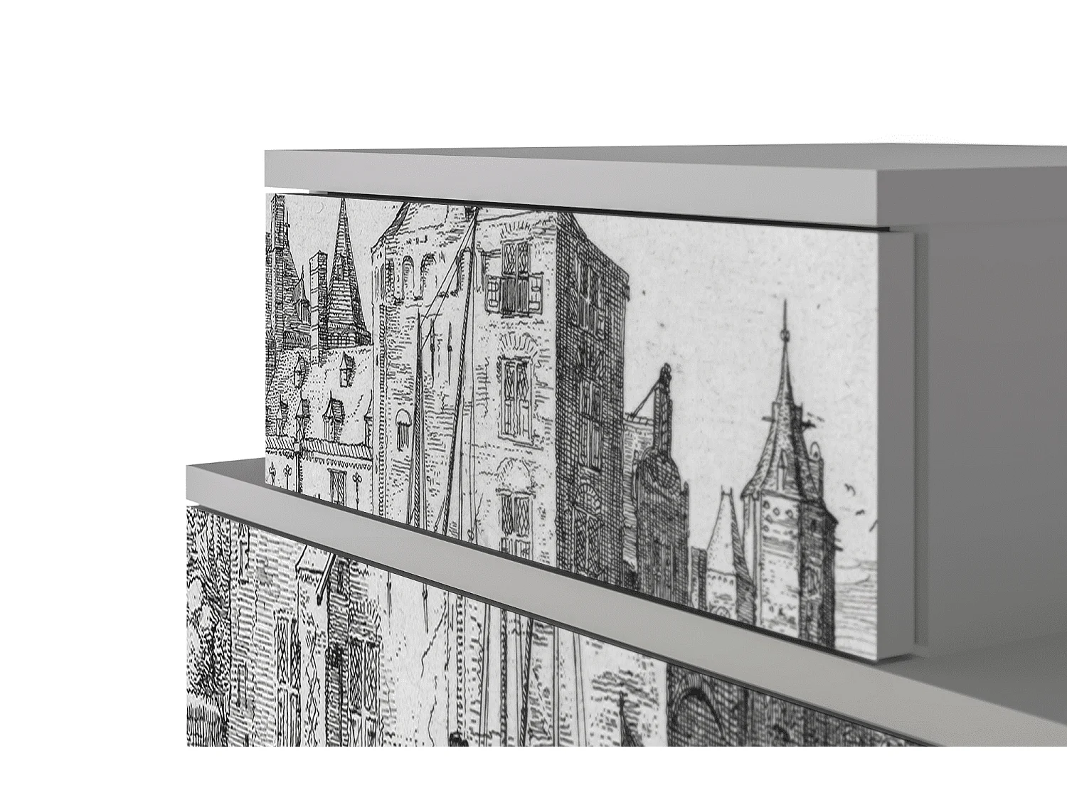 Stolik nocny - 58х58х41 cm - NS1 - Castle with Bridge, Szary