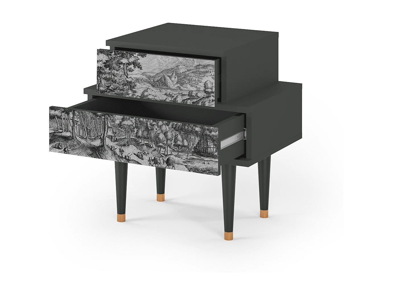 Table de nuit - 58х58х41 cm - NS1 - Rusticorum, Anthracite