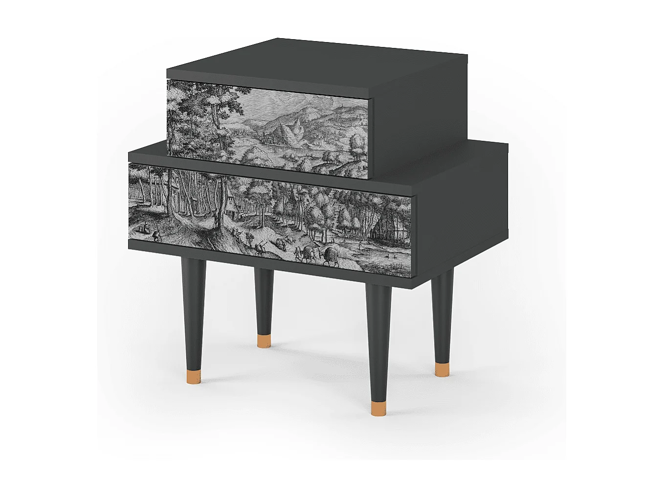 Mesita de noche - 58х58х41 cm - NS1 - Rusticorum, Antracita