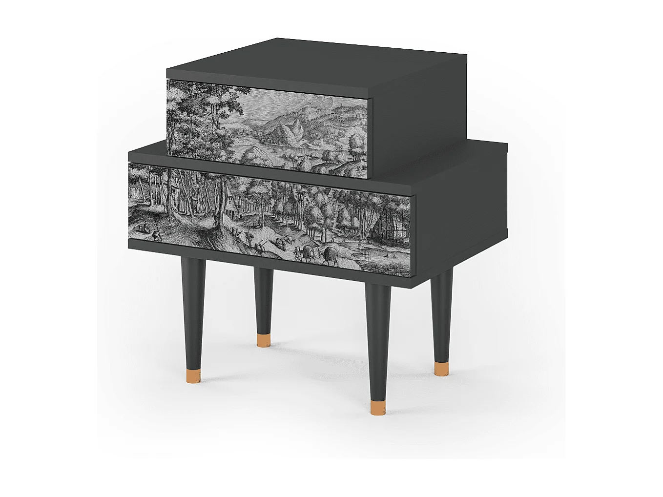 Table de nuit - 58х58х41 cm - NS1 - Rusticorum, Anthracite