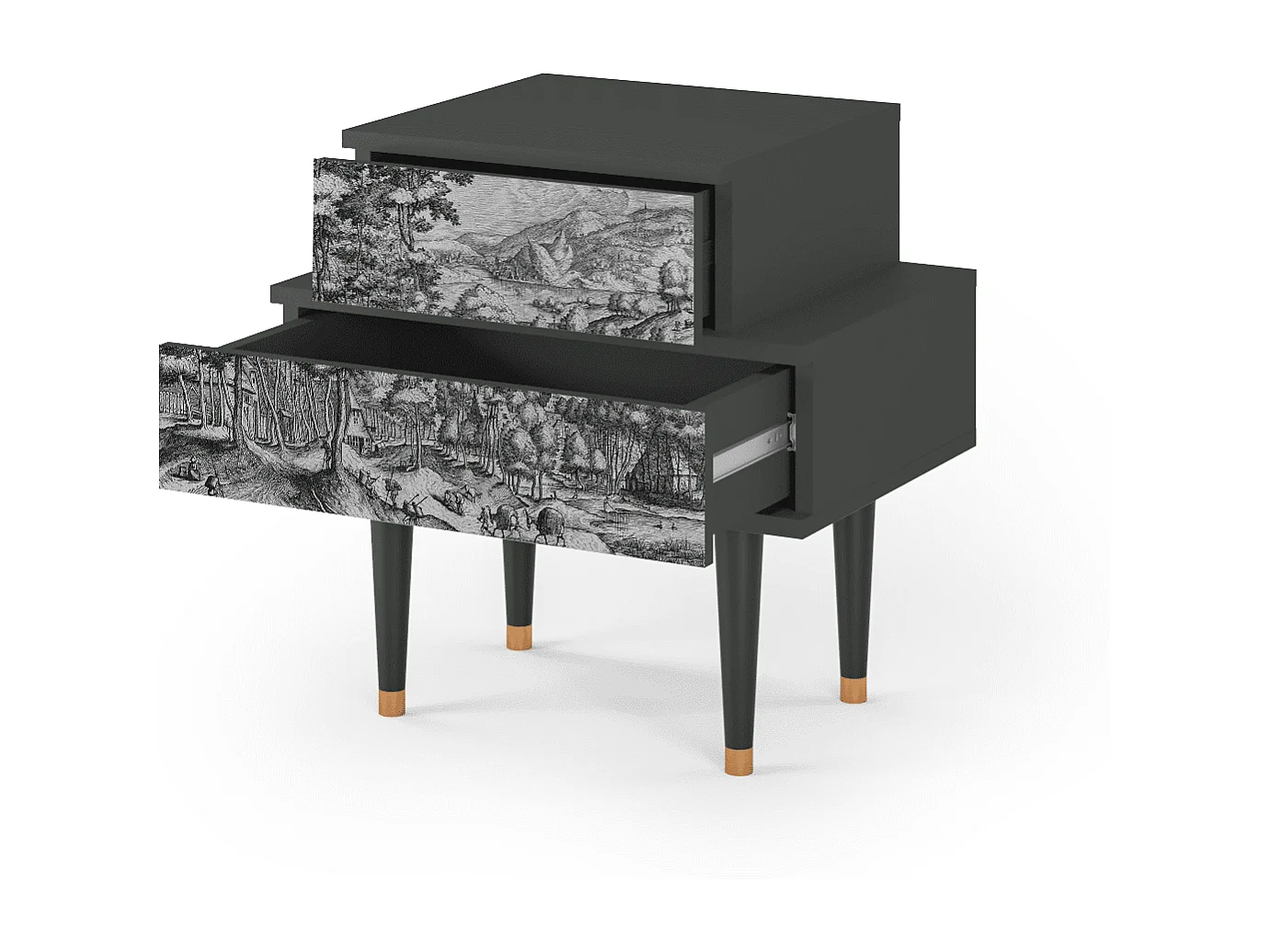 Table de nuit - 58х58х41 cm - NS1 - Rusticorum, Anthracite