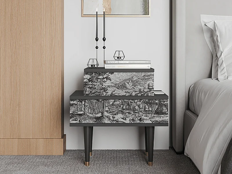 Table de nuit - 58х58х41 cm - NS1 - Rusticorum, Anthracite