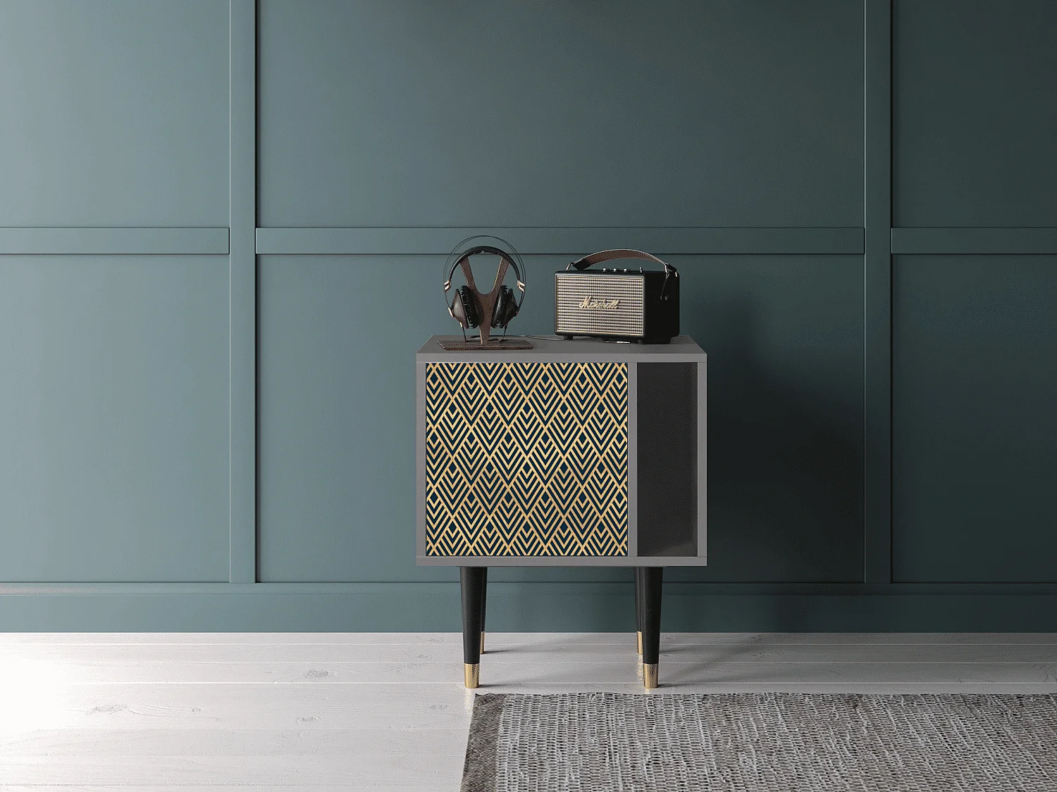 Table de nuit - 57х69х48 cm - S2 - Egypt Triangles, Gris