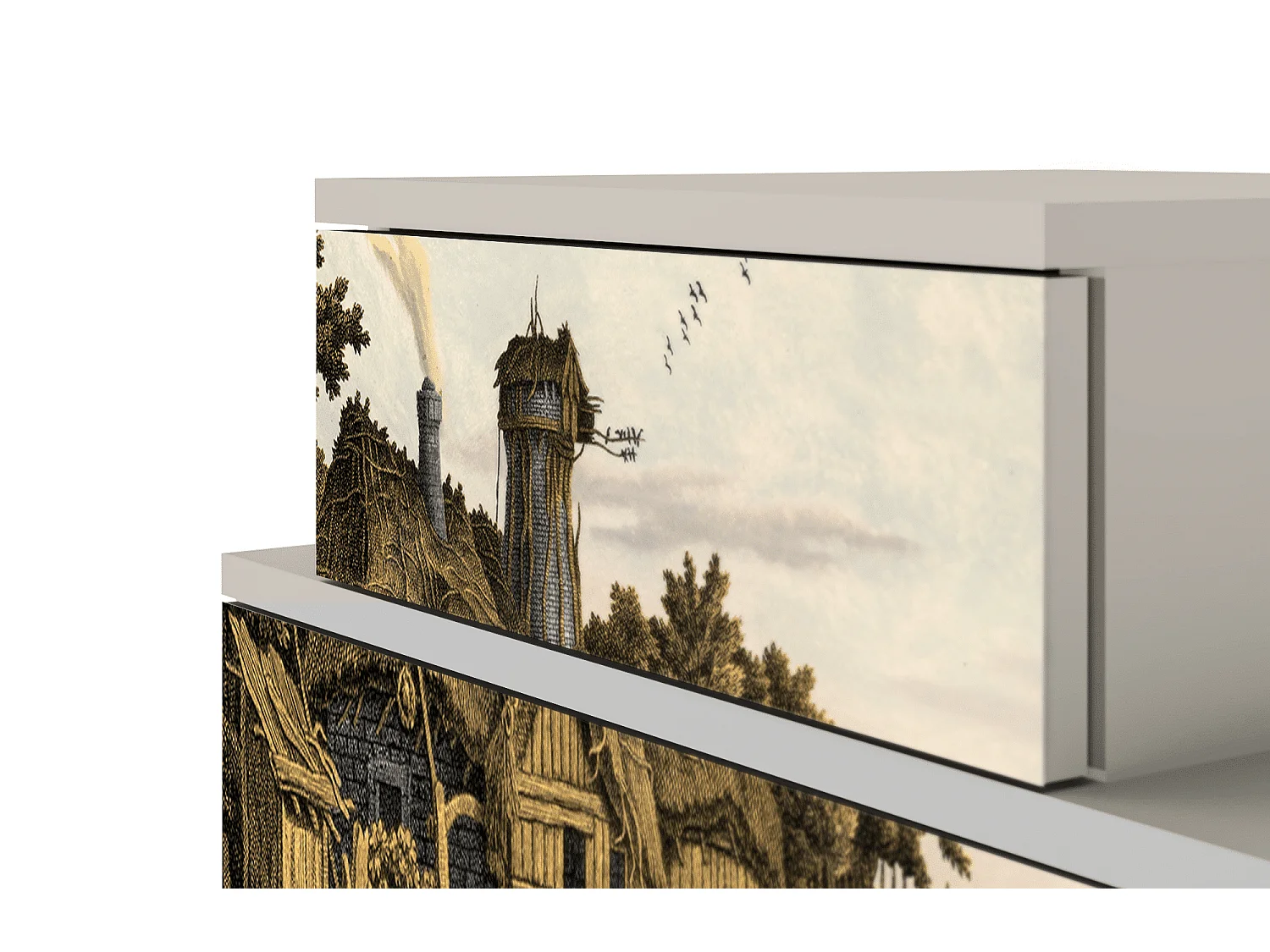 Stolik nocny - 58х58х41 cm - NS1 - Mill along a River, Piaskowy