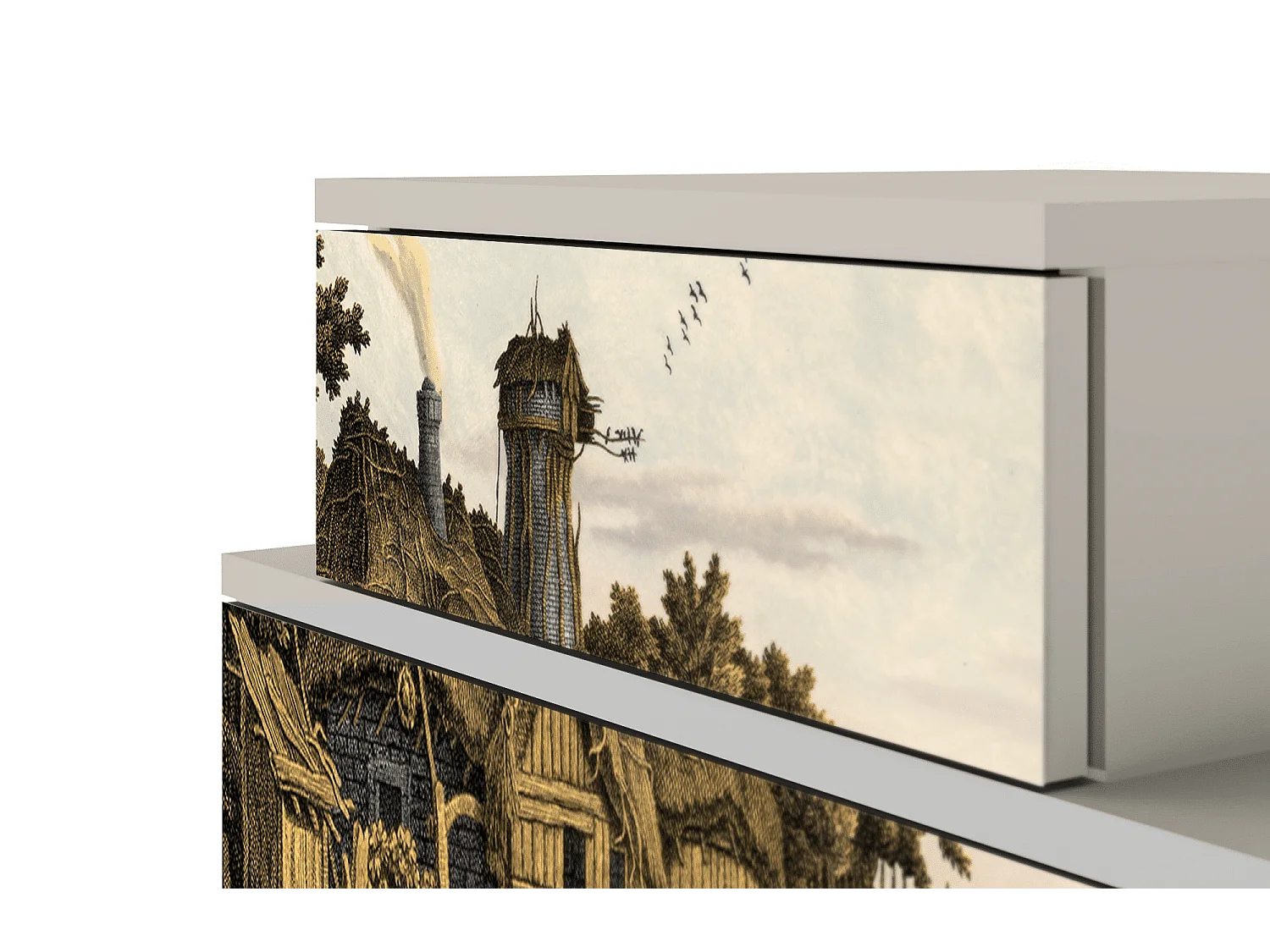 Stolik nocny - 58х58х41 cm - NS1 - Mill along a River, Piaskowy