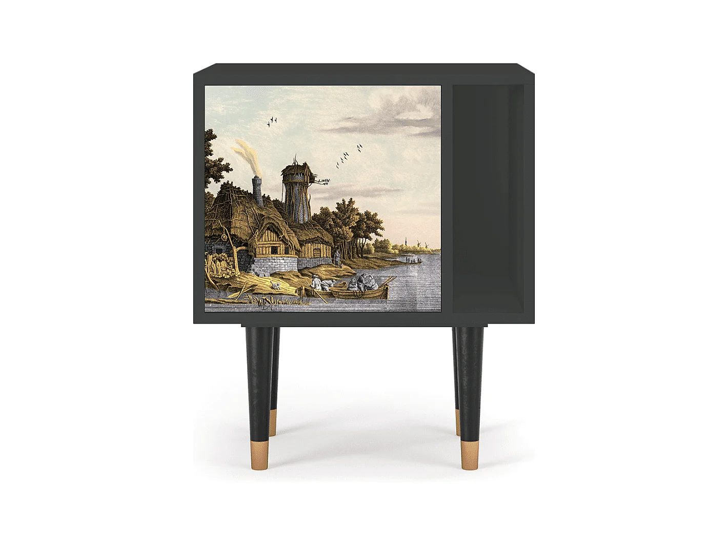 Nachttisch - 57х69х48 cm - S2 - Mill along a River, Anthrazit