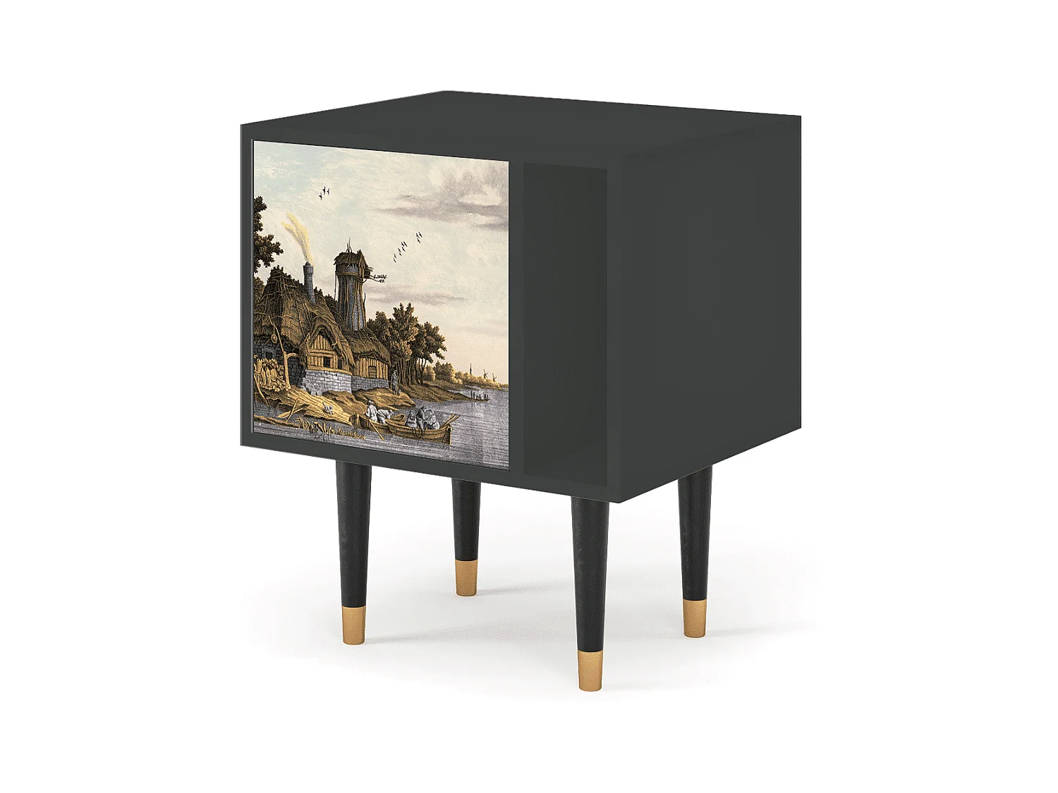 Nachttisch - 57х69х48 cm - S2 - Mill along a River, Anthrazit