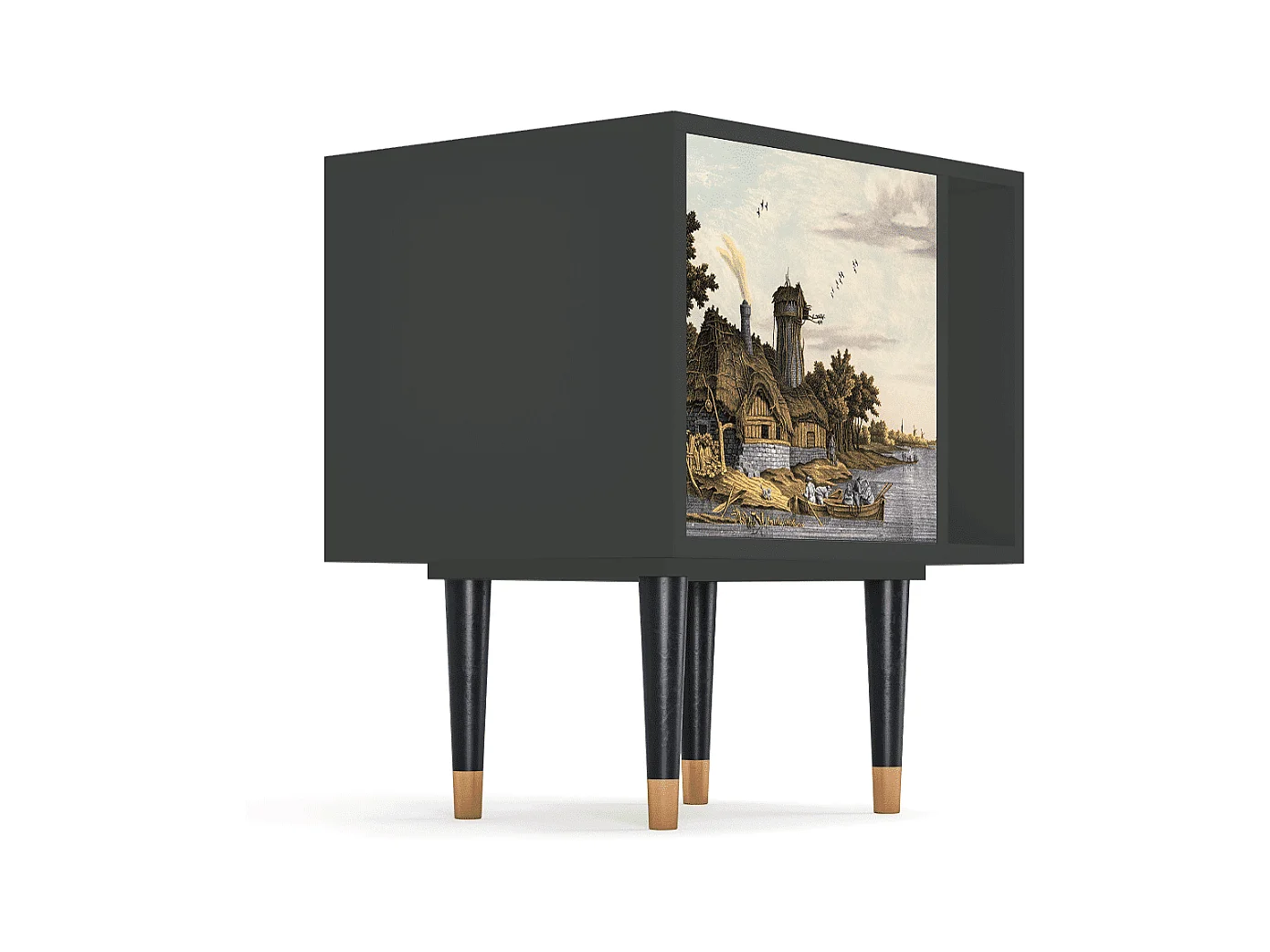 Nachttisch - 57х69х48 cm - S2 - Mill along a River, Anthrazit
