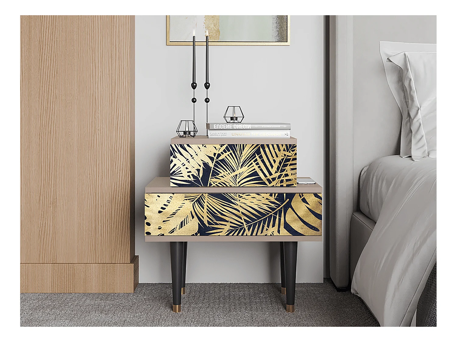 Table de nuit - 58х58х41 cm - NS1 - Jungle Vibes, Latte