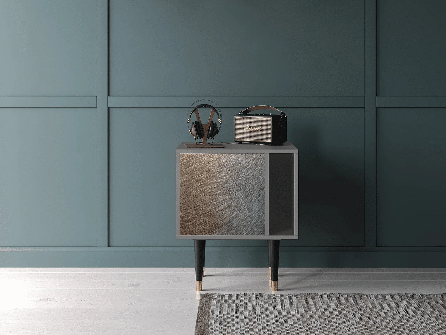 Stolik nocny - 57х69х48 cm - S2 - Peanut Hair, Szary