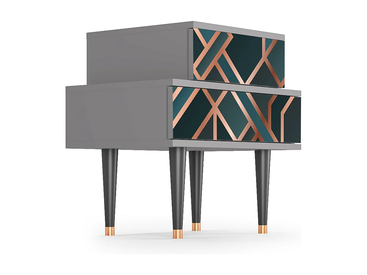 Table de nuit - 58х58х41 cm - NS1 - Bronze Crossroad, Gris