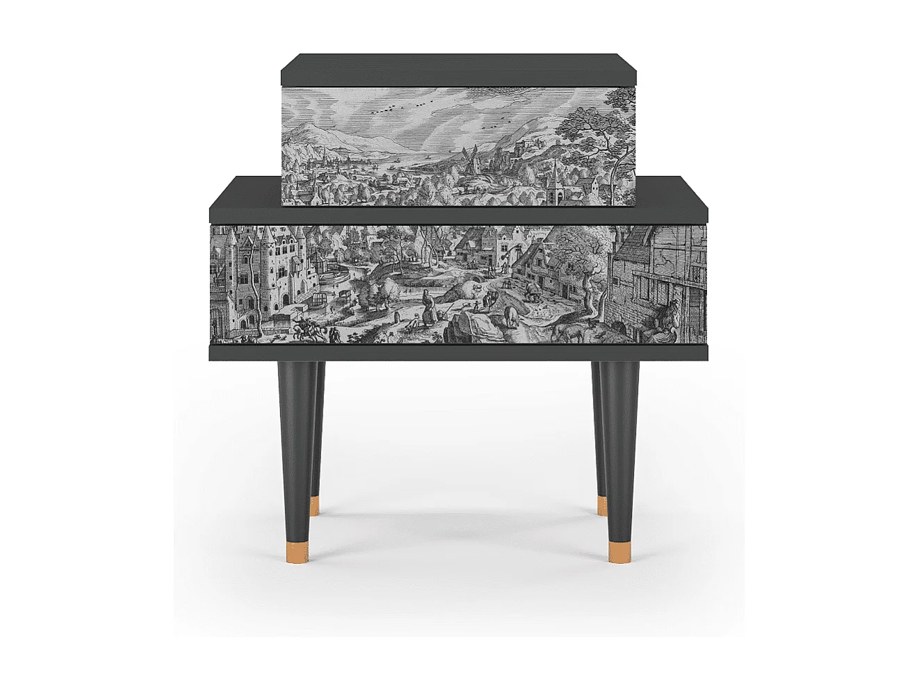 Table de nuit - 58х58х41 cm - NS1 - Bird Dropping, Anthracite