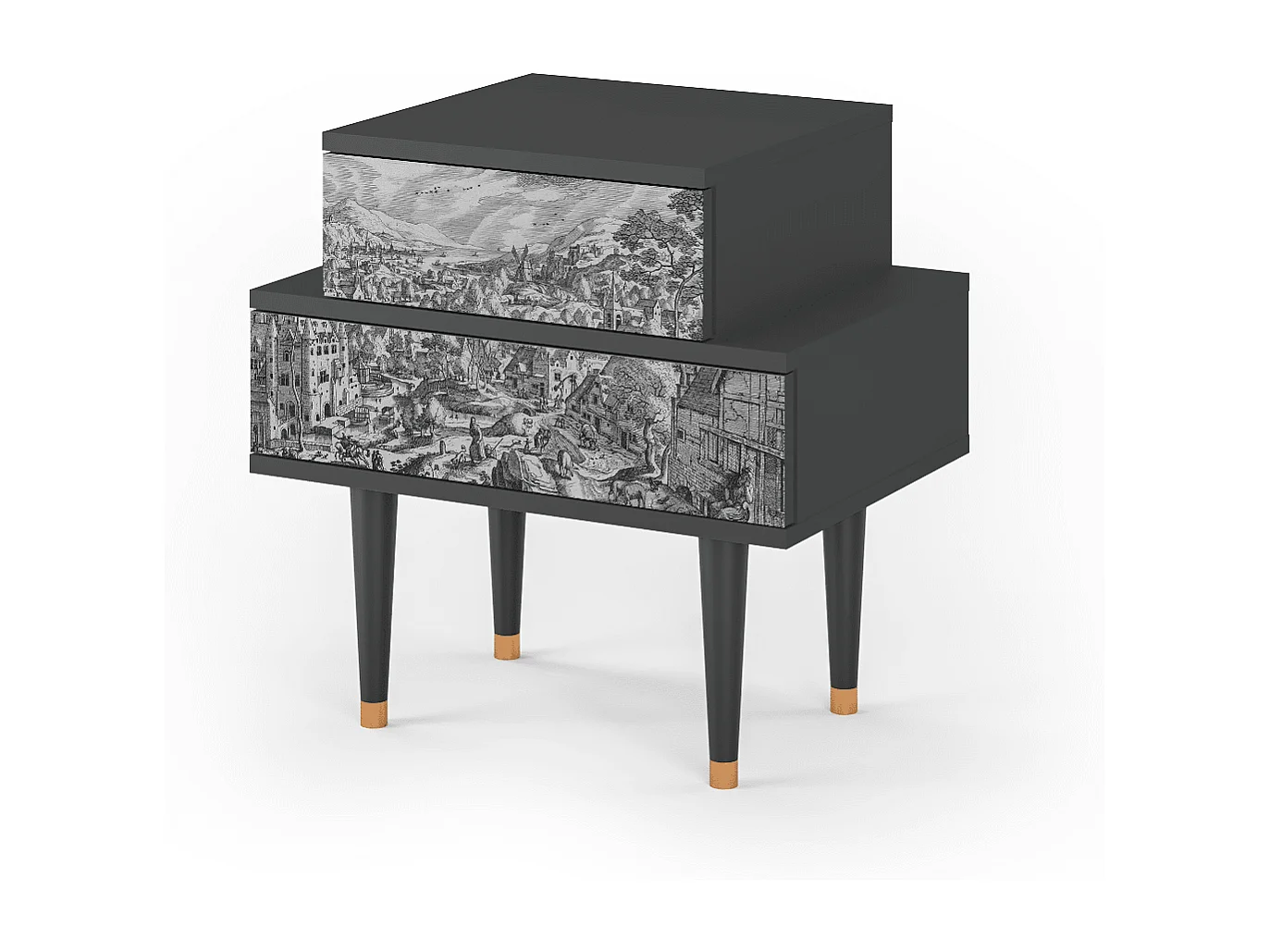 Table de nuit - 58х58х41 cm - NS1 - Bird Dropping, Anthracite