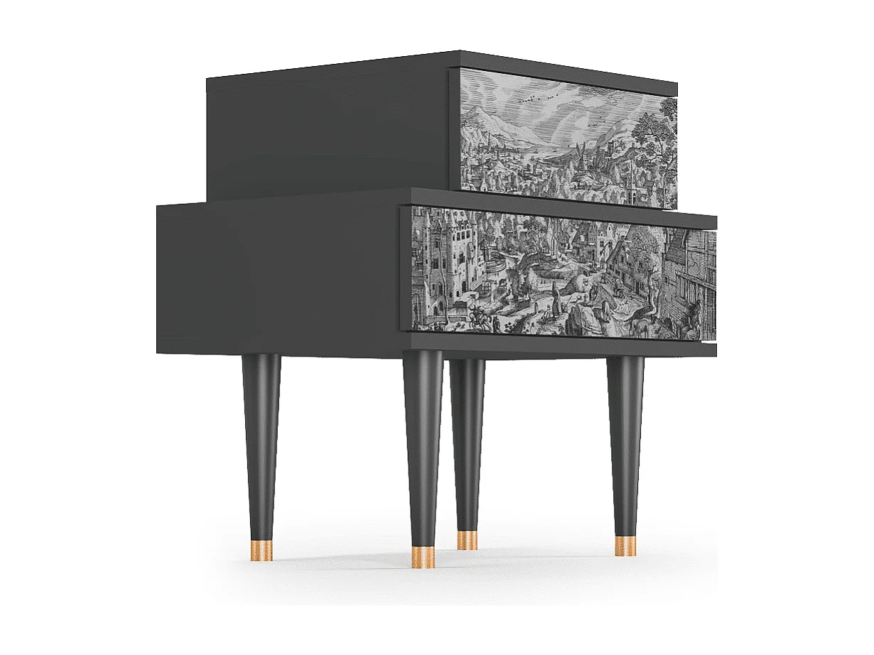 Table de nuit - 58х58х41 cm - NS1 - Bird Dropping, Anthracite