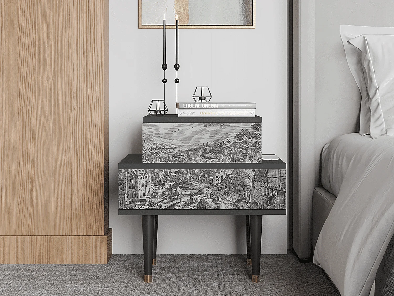 Table de nuit - 58х58х41 cm - NS1 - Bird Dropping, Anthracite