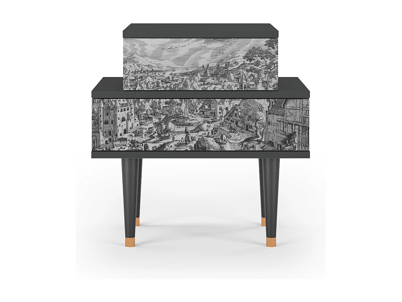 Table de nuit - 58х58х41 cm - NS1 - Bird Dropping, Anthracite