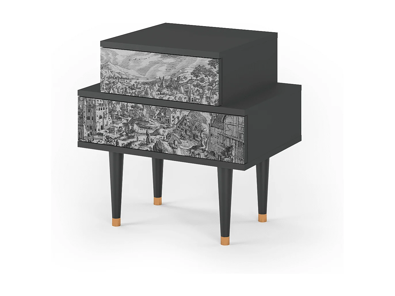 Table de nuit - 58х58х41 cm - NS1 - Bird Dropping, Anthracite