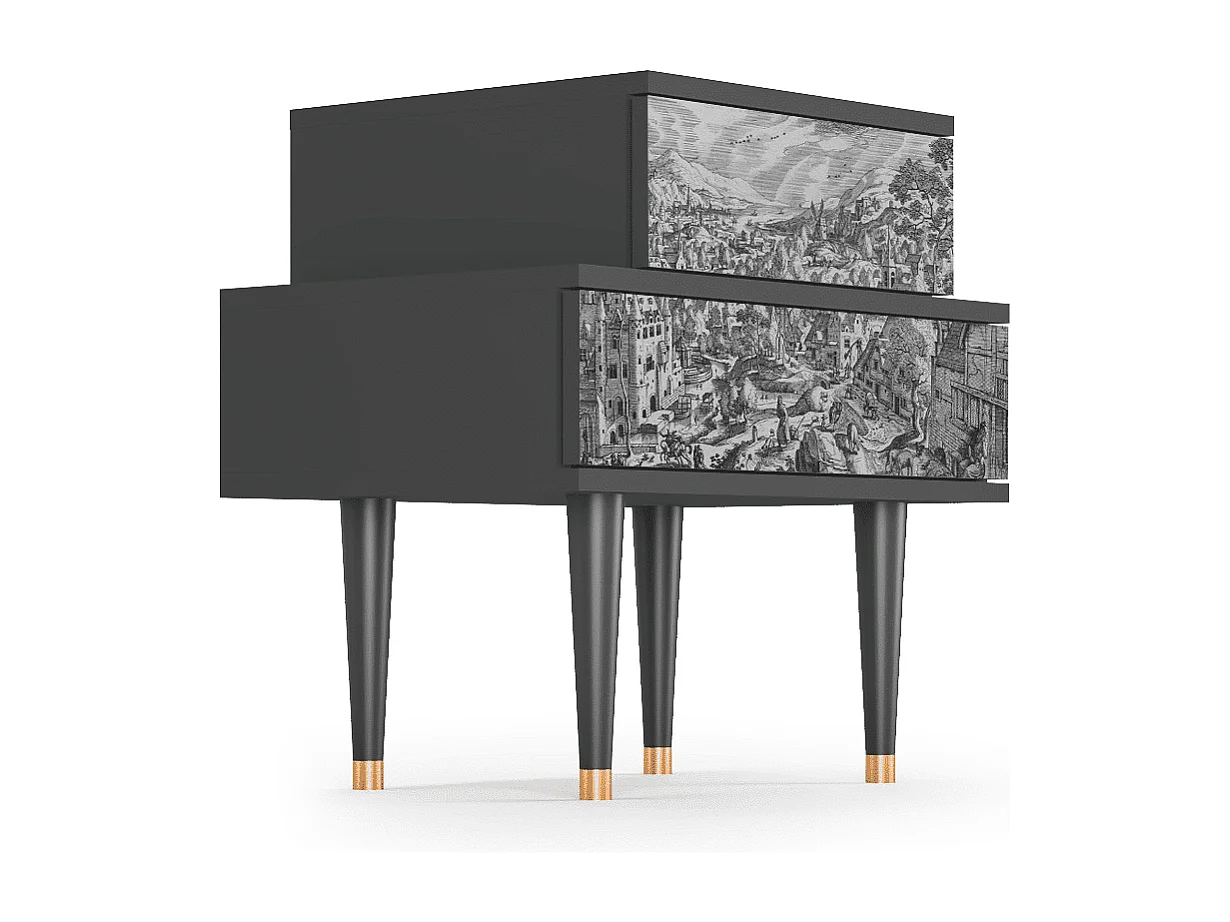 Table de nuit - 58х58х41 cm - NS1 - Bird Dropping, Anthracite