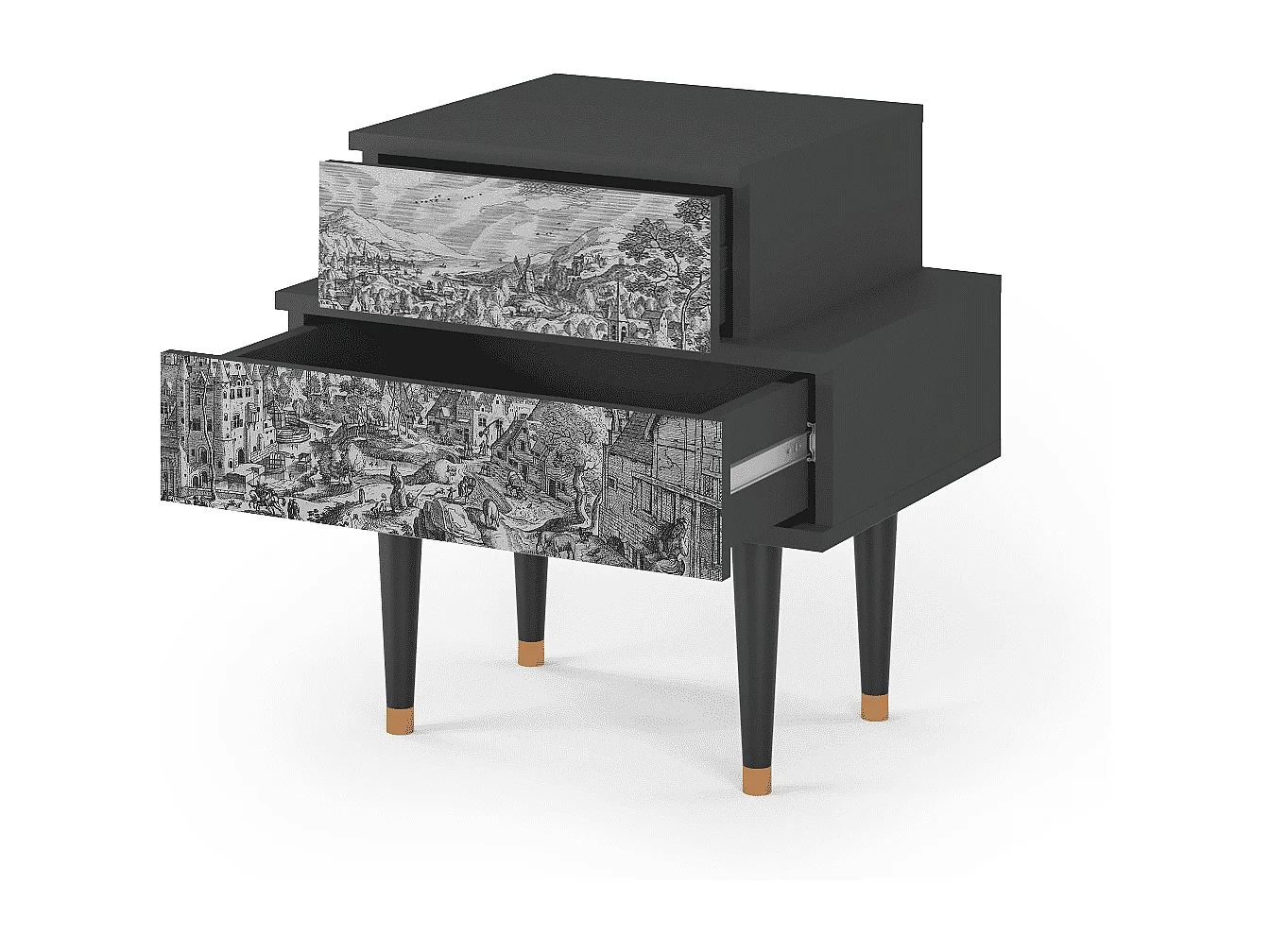 Table de nuit - 58х58х41 cm - NS1 - Bird Dropping, Anthracite