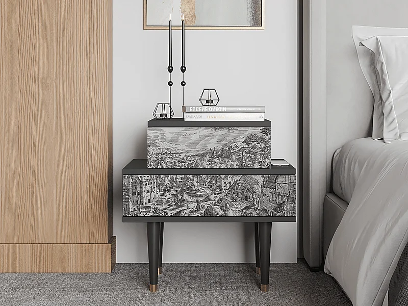 Comodino - 58х58х41 cm - NS1 - Bird Dropping, Antracite