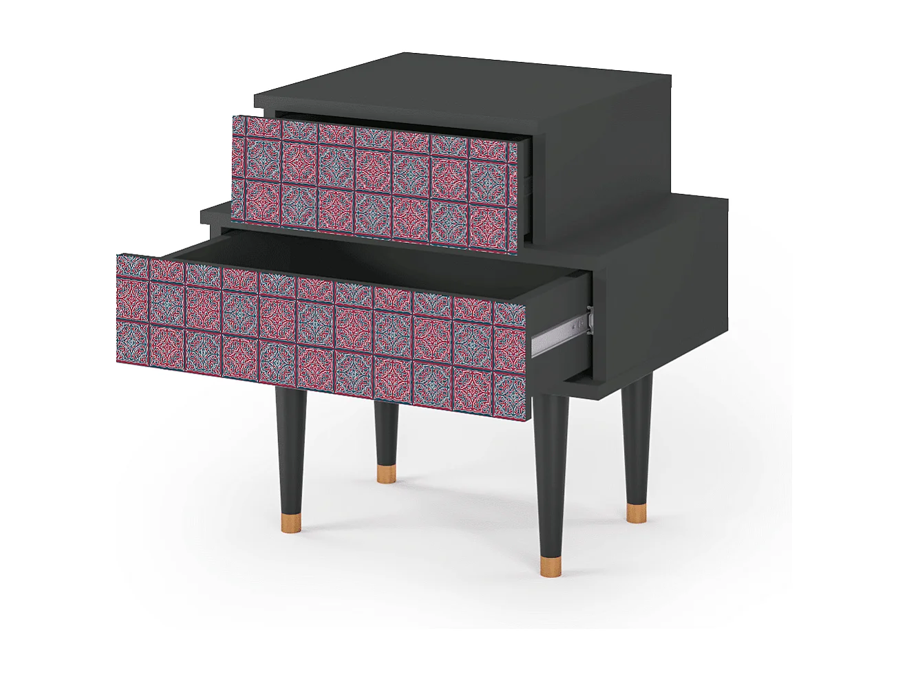 Stolik nocny - 58х58х41 cm - NS1 - Riviera Mosaic, Antracyt