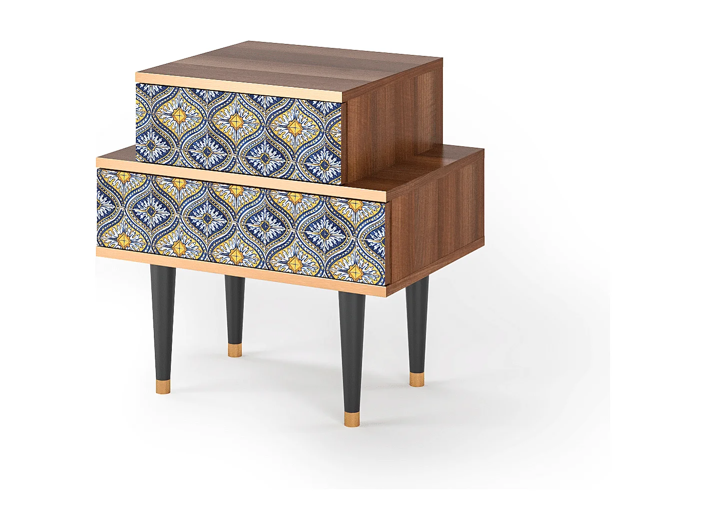 Stolik nocny - 58х58х41 cm - NS1 - Illusory Pattern, Orzech