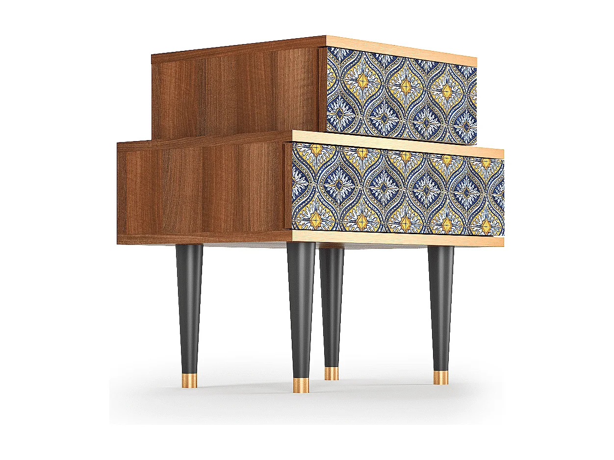 Stolik nocny - 58х58х41 cm - NS1 - Illusory Pattern, Orzech