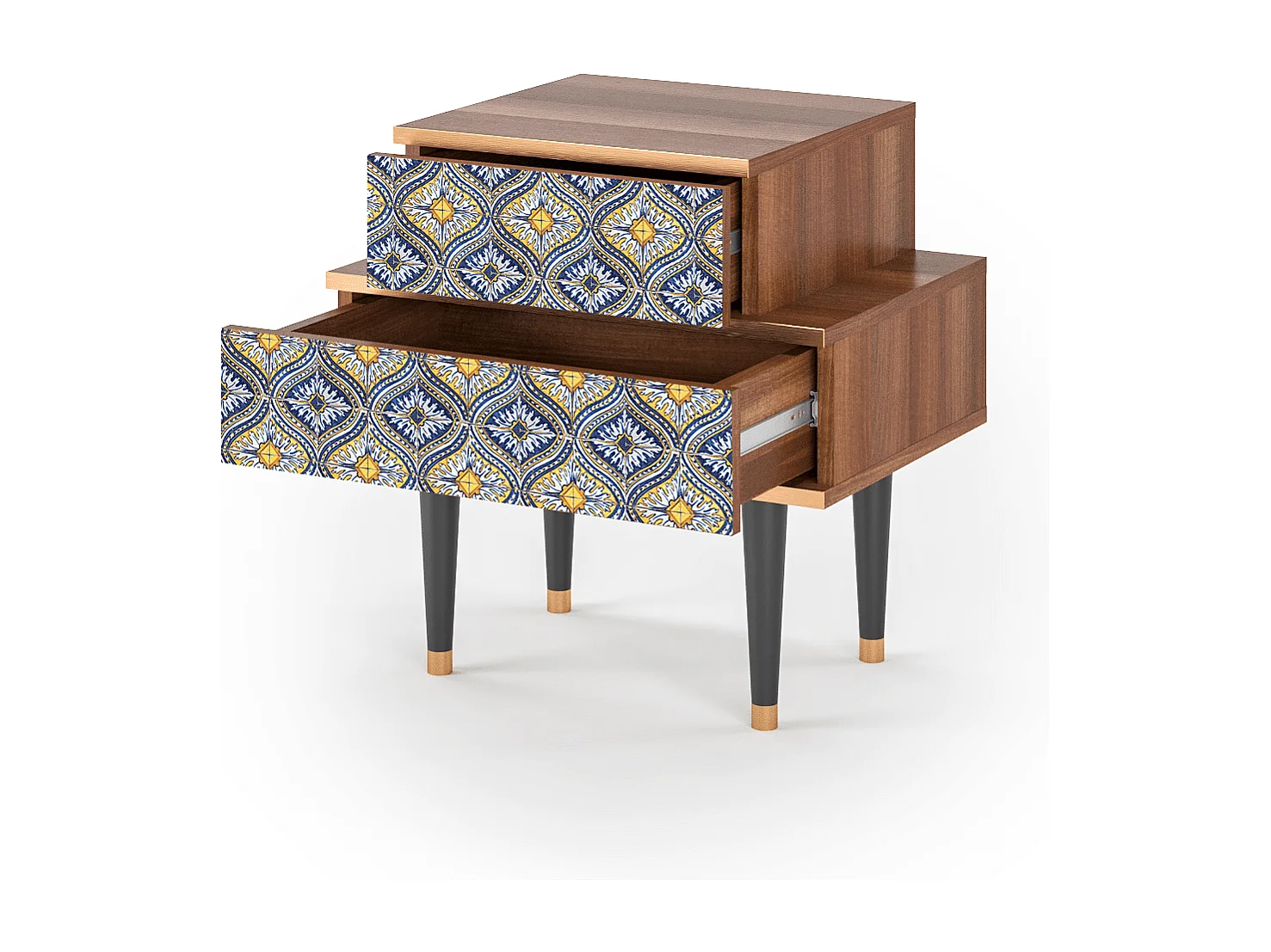 Stolik nocny - 58х58х41 cm - NS1 - Illusory Pattern, Orzech