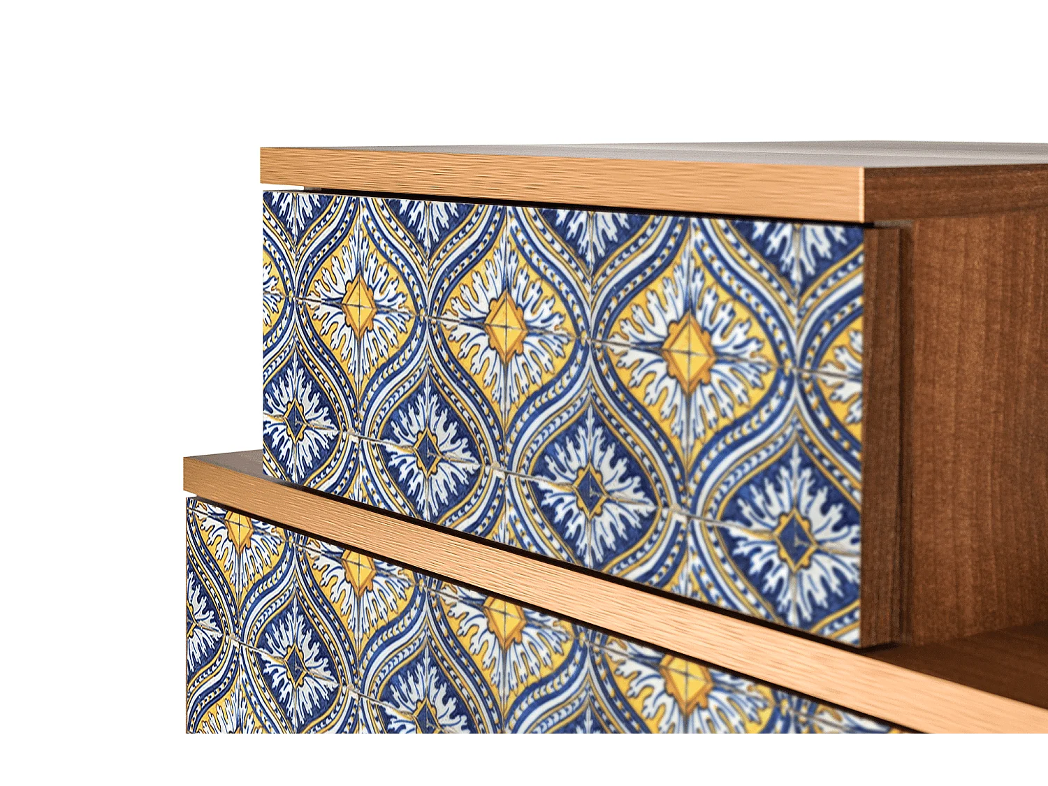 Stolik nocny - 58х58х41 cm - NS1 - Illusory Pattern, Orzech