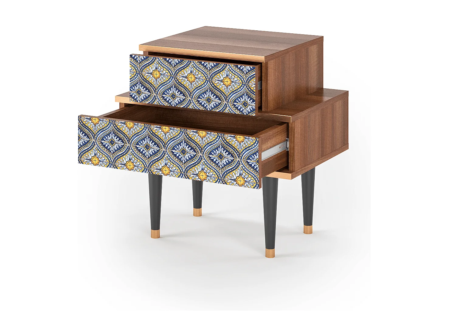 Stolik nocny - 58х58х41 cm - NS1 - Illusory Pattern, Orzech