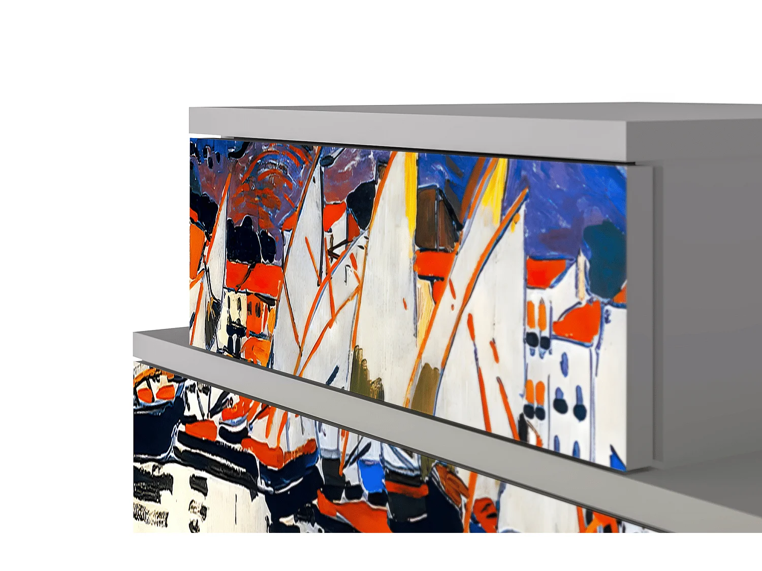 Stolik nocny - 58х58х41 cm - NS1 - Le Séchage des voiles , Szary