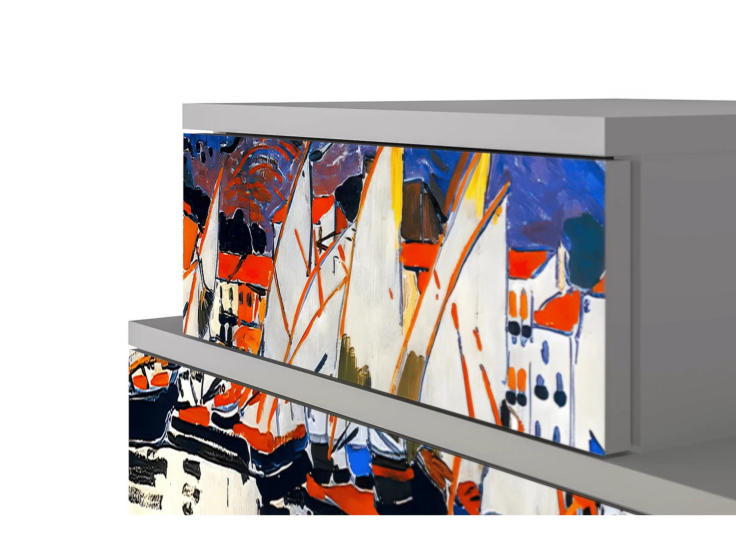 Stolik nocny - 58х58х41 cm - NS1 - Le Séchage des voiles , Szary