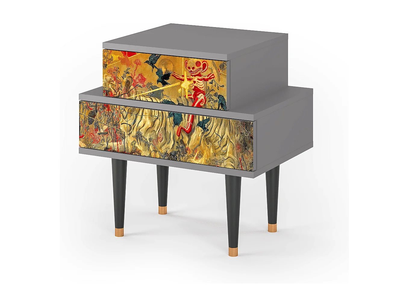 Stolik nocny - 58х58х41 cm - NS1 - Blood by James Jean, Szary