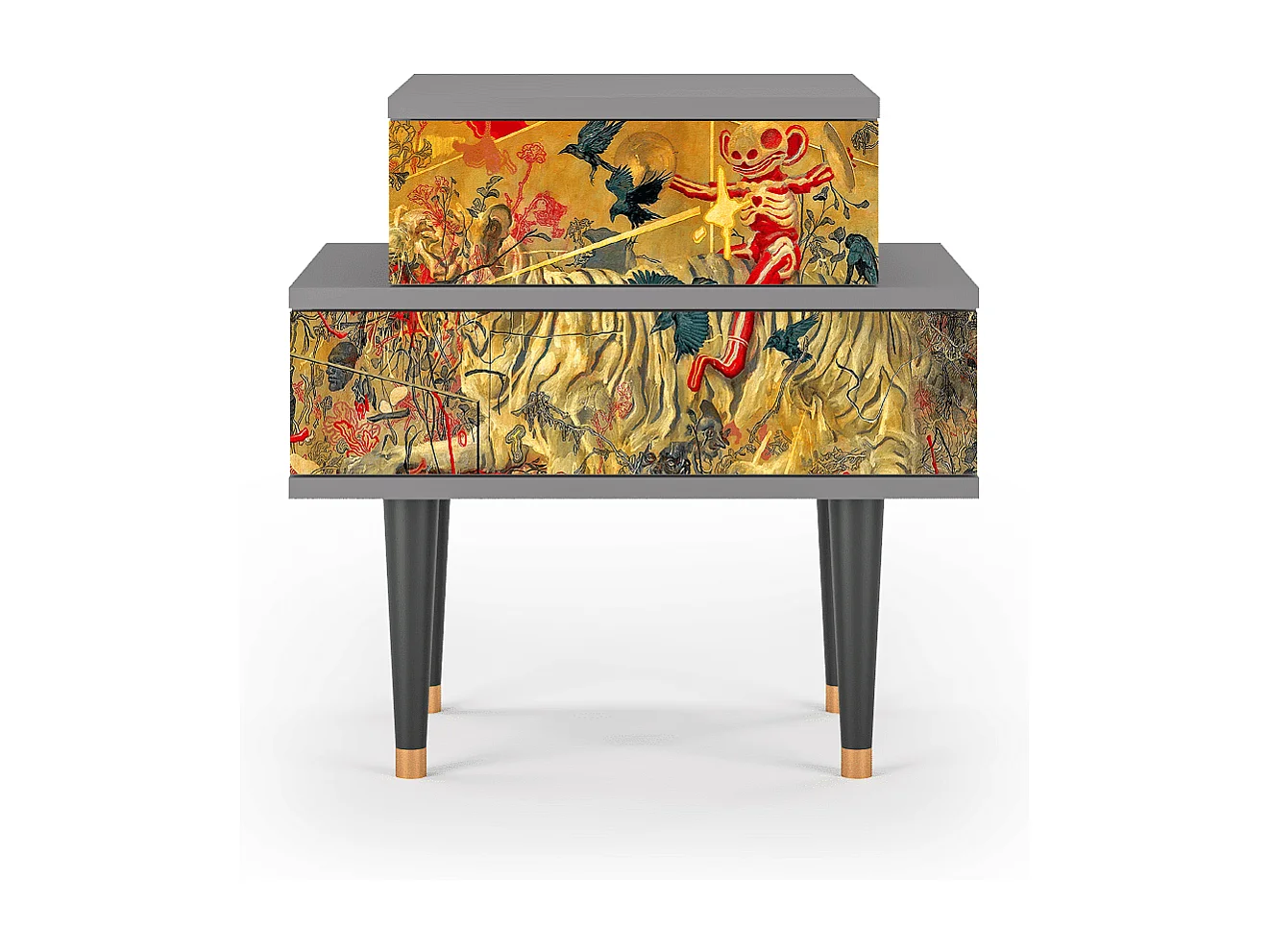 Nachtkastje - 58х58х41 cm - NS1 - Blood by James Jean, Grijs