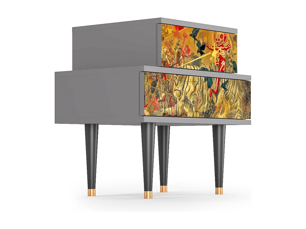 Nachtkastje - 58х58х41 cm - NS1 - Blood by James Jean, Grijs