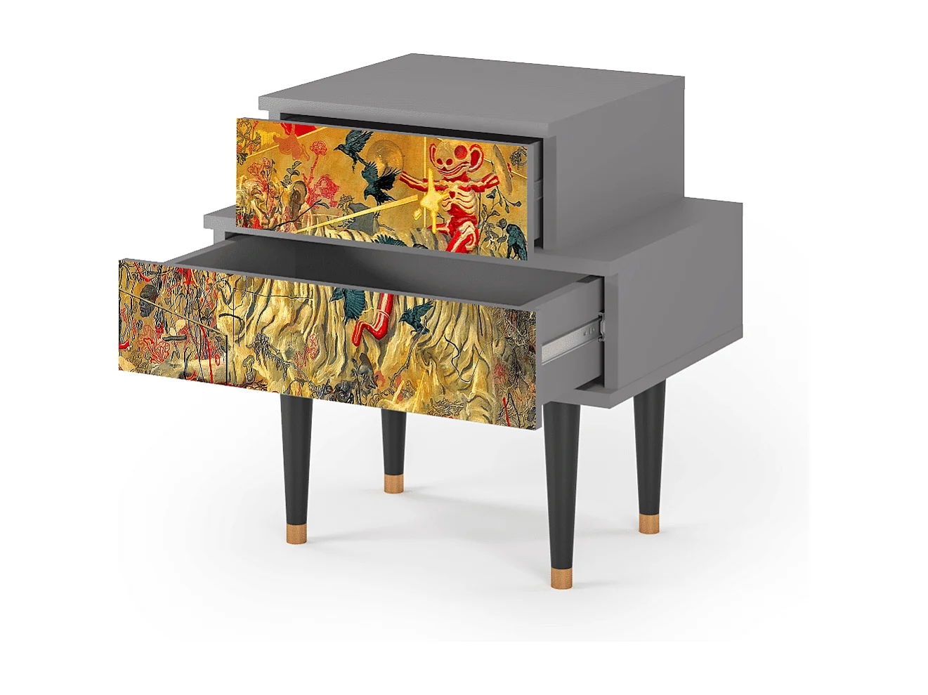 Nachtkastje - 58х58х41 cm - NS1 - Blood by James Jean, Grijs