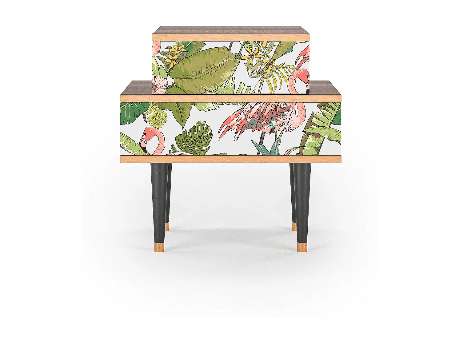 Table de nuit - 58х58х41 cm - NS1 - Sweet Flamingo, Noyer