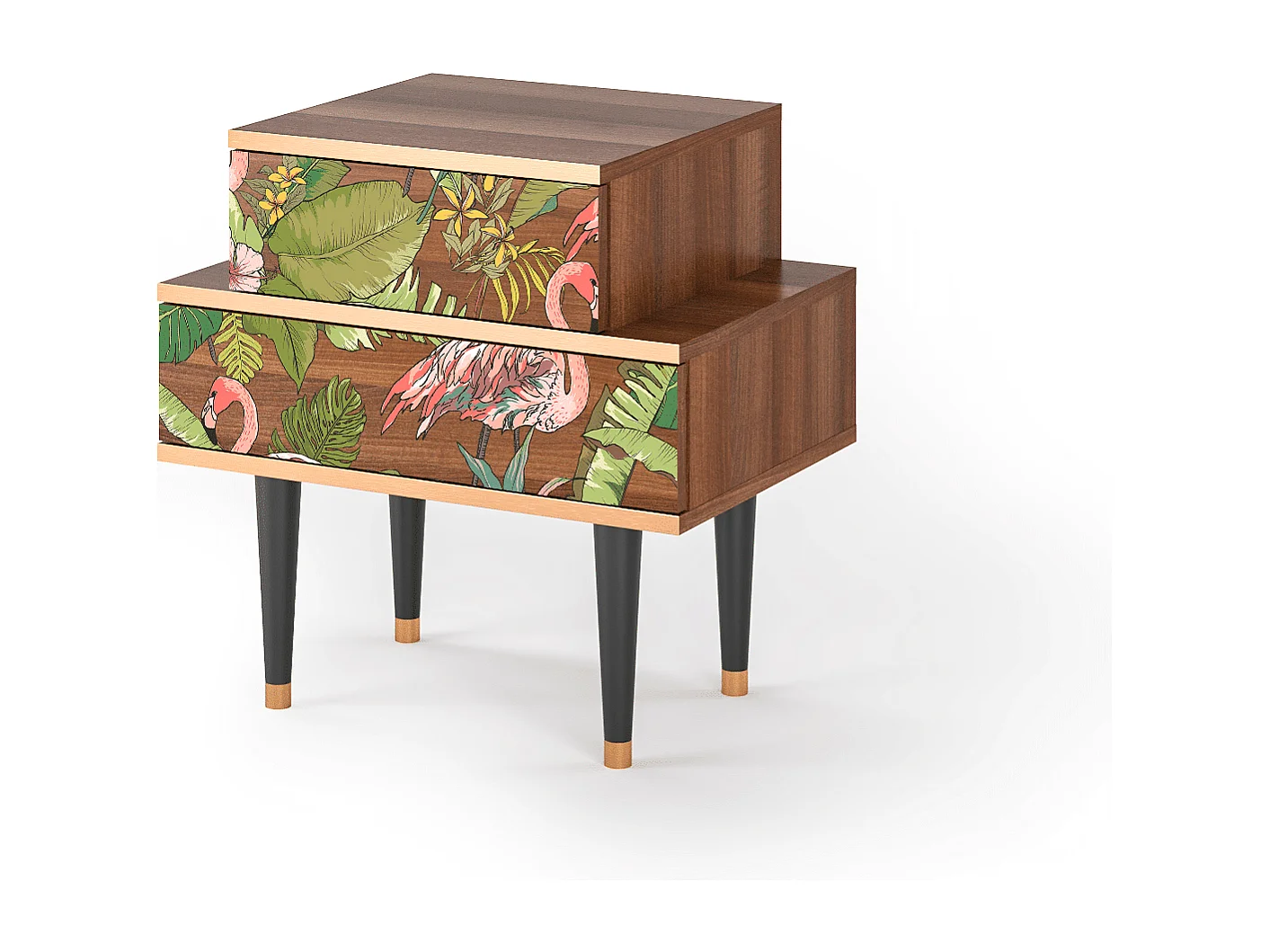 Table de nuit - 58х58х41 cm - NS1 - Sweet Flamingo, Noyer