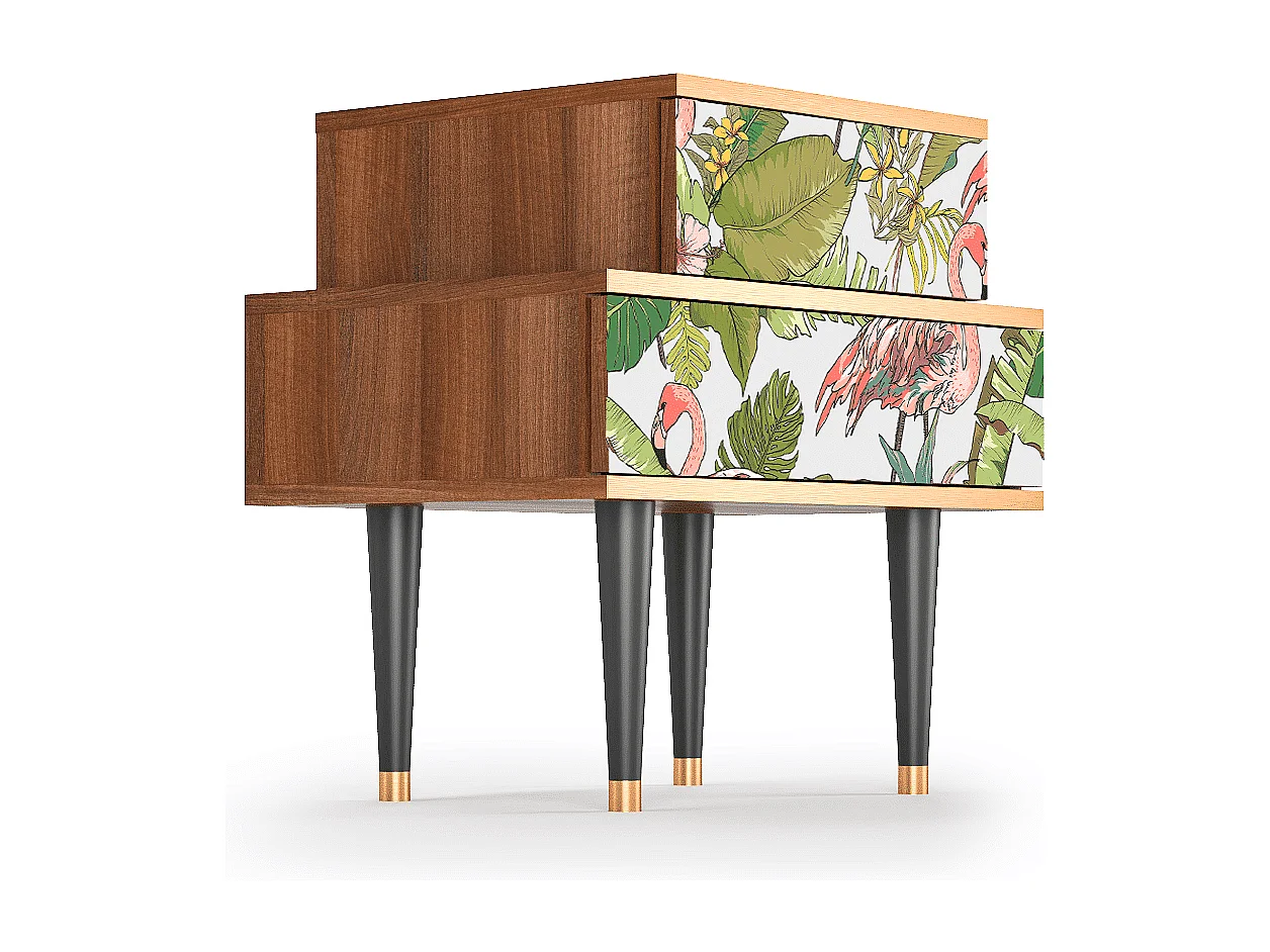 Table de nuit - 58х58х41 cm - NS1 - Sweet Flamingo, Noyer