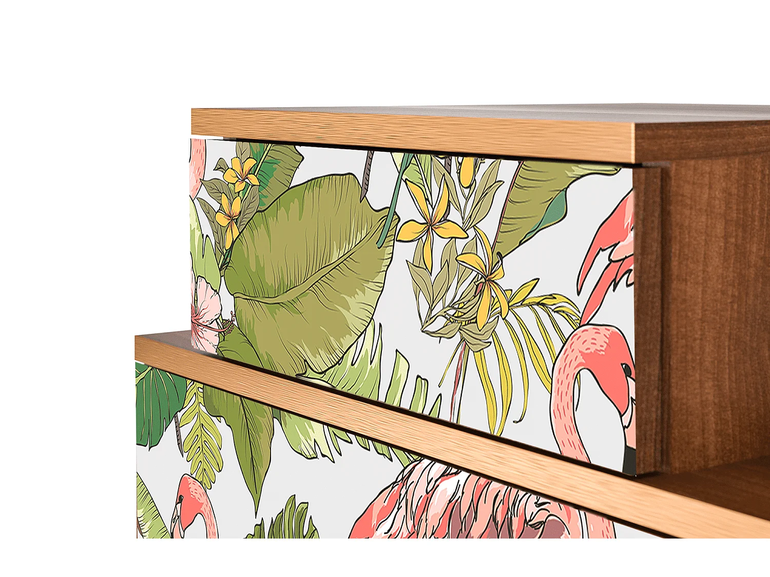 Table de nuit - 58х58х41 cm - NS1 - Sweet Flamingo, Noyer