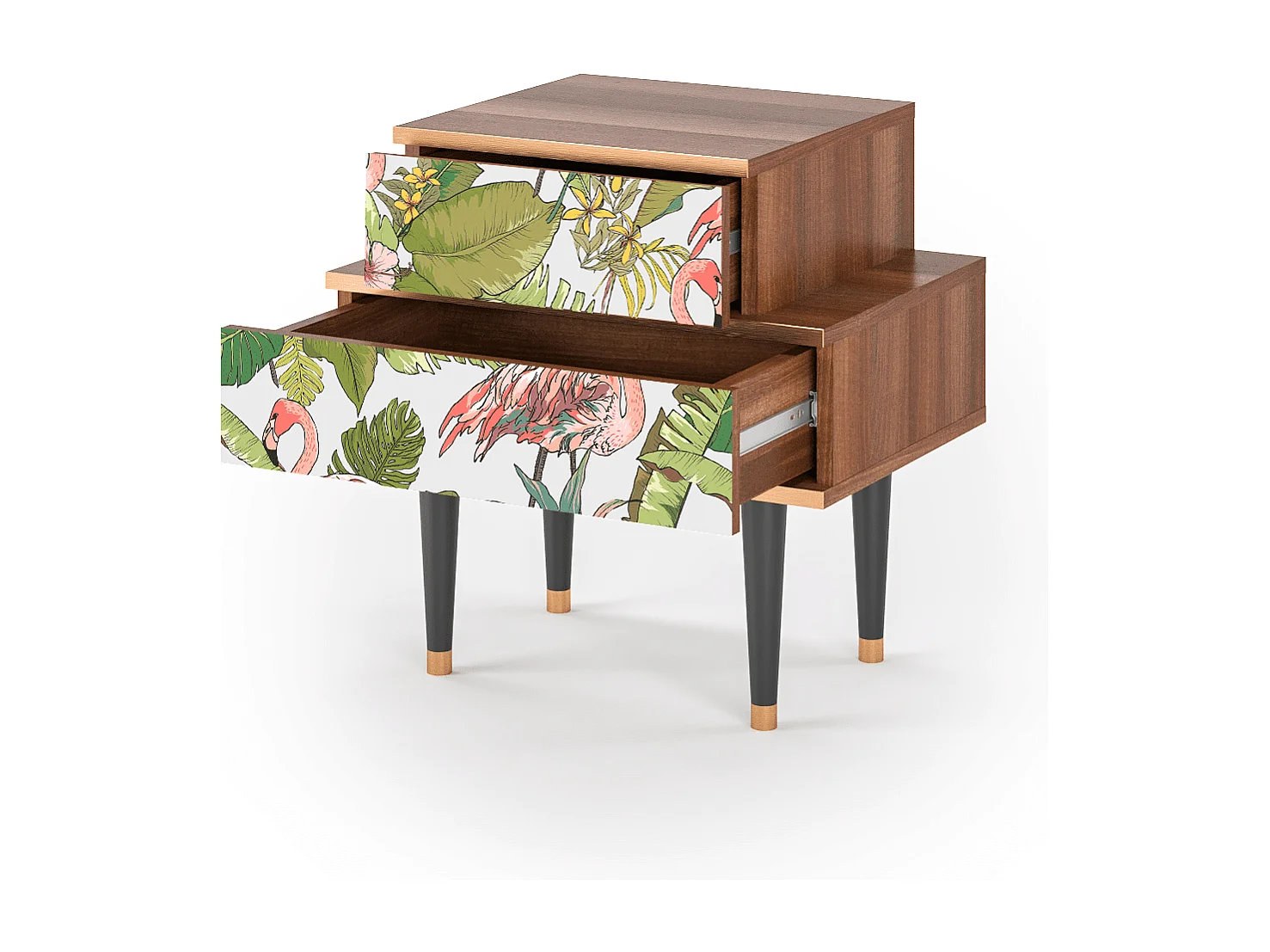 Table de nuit - 58х58х41 cm - NS1 - Sweet Flamingo, Noyer