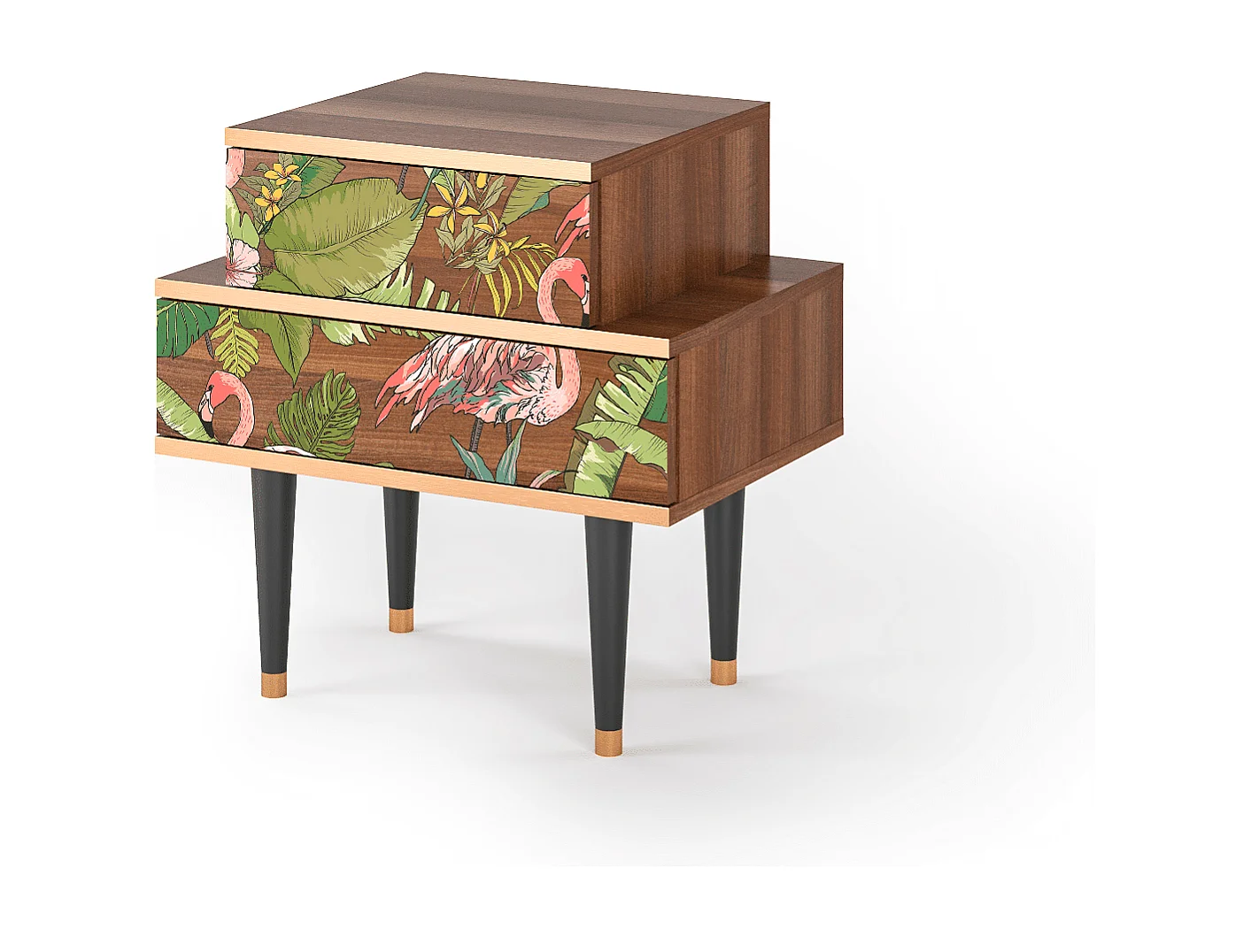 Table de nuit - 58х58х41 cm - NS1 - Sweet Flamingo, Noyer