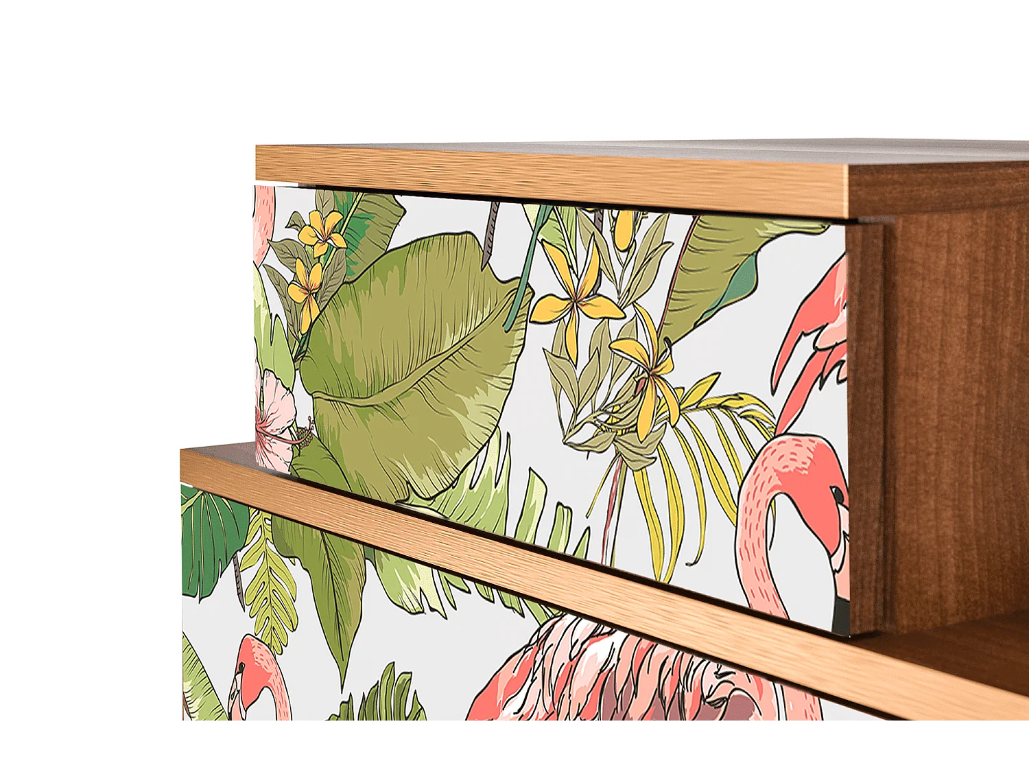 Table de nuit - 58х58х41 cm - NS1 - Sweet Flamingo, Noyer