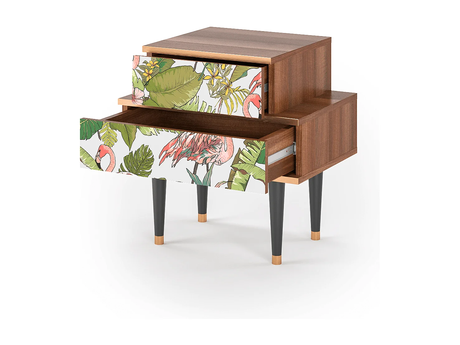 Table de nuit - 58х58х41 cm - NS1 - Sweet Flamingo, Noyer